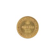 A Nicholas II Finland 1904 gold 10 Markkaa coin