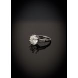 A diamond solitaire ring