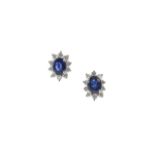 A pair of 18ct gold, sapphire and diamond-set cluster ear studs