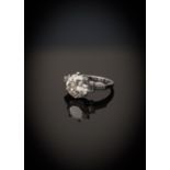 A Garrard diamond and platinum ring