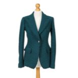 A Chanel black and teal houndstooth blazer