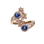A Boodles 18ct rose gold sapphire and diamond dress ring