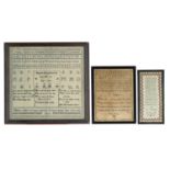 Three 19th century needlework samplers