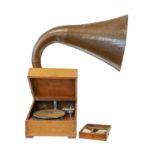 An EMG 'handmade' gramophone with a large appliqué mâché horn