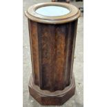 Mahogany Marble Topped Single Hinged Door Cylindrical Pot Cupboard . Approx. 75 x 40cms used with
