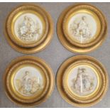 Set of Four Continental Relief Decorated Bisque Plaques Depicting The Four Seasons, all Within