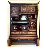JAPANESE CABINET, DEFICIENT INLAYS AVAILABLE, APPROX 107cm WIDE, 189cm HIGH, 33cm DEPTH