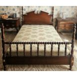 20th Century Mahogany Coloured Bed Frame. Approx. 133 x 161 x 222cms reasonable used condition