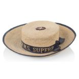 A RARE SAILOR'S STRAW SENNIT HAT FROM H.M.S. 'SUPERB', CIRCA 1910
