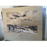 UNIQUE Richard Taylor Multi Signed Battle Britain WW2 aces Print Winter Combat. WWII Richard Taylor