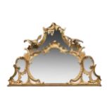 A George III giltwood rococo overmantel mirror,
