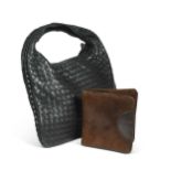 A Bottega Veneta black leather intrecciato hobo bag,