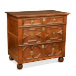 An oak geometric moulded chest of drawers, late 17th century,