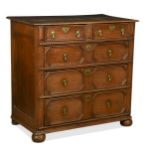 An oak geometric moulded chest of drawers, late 17th century,
