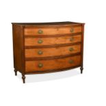 A Regency satinwood and mahogany bow-front chest of drawers,