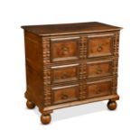 An oak chest of drawers, circa 1700,