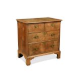 A small walnut chest of drawers, 18th century,