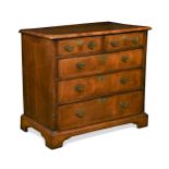 A walnut chest of drawers, 18th century,
