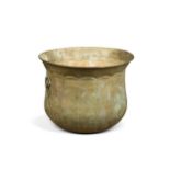 A large brass-coated planter or log bin, modern,