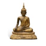 A Thai large parcel gilt bronze of Buddha, Thailand, Rattanakosin period, 19th century,