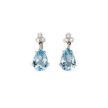 Cropp & Farr - A pair of 18ct gold aquamarine and diamond ear pendants,
