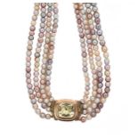A four row cultured freshwater pearl necklace,
