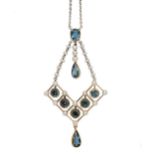 An early 20th century aquamarine and pearl necklace,