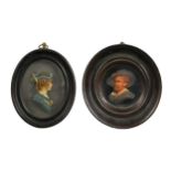 Two wax relief profile portraits, 19th century,