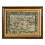 An embroidered needlework panel, 17th century,