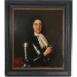 Follower of William Wissing (Dutch, 1656-1687) Portrait of a Man in armour, holding a flintlock