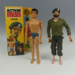 Action Man, Palitoy, a vintage Dynamic Body Action Man figure, brown flock hair, boxed, head