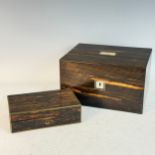 A 19th Century Lund of London coromandel dressing Case, the fitted interior with two silver