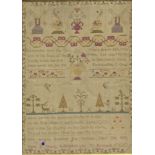 An early 19th century needlework Sampler, dated 1803, worked in coloured threads on a linen
