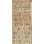 An late 17th century needlework alphabet and number Sampler, dated 1669, worked with coloured
