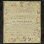 An late 18th century needlework alphabet Sampler, dated 1798, worked in cross stitch and satin