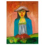 § John Bellany C.B.E. R.A. (British, 1942-2013) Woman with Lobster
