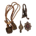 The Coldstream Guards, embroidered coatee ornament (or patch) along with two Victorian portepees and