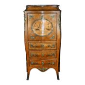 A Louis XV style kingwood, rosewood and marquetry secrétaire cabinet Early 20th century
