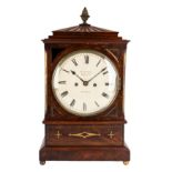 A Regency brass inlaid mahogany mantel clock by Henry Banister of Fleet St., London,