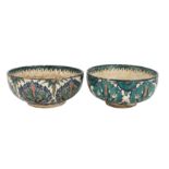 Two Jerusalem ware pottery bowls decorated in the Iznik manner, circa 1920-40,