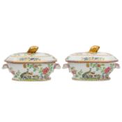 A pair of Spode stoneware sauce tureens, mid-19th century