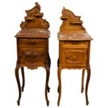 Two French walnut bedside tables Late 19th and mid 20th century