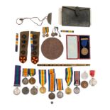 Family Medal group - WWI Military Medal and Death Plaque Group and WWI and Palestine Group, along wi