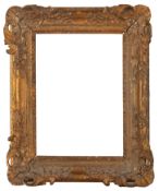 An English 18th Century, carved and gilded pierced frame with stiff leave sight edge, sanded course,