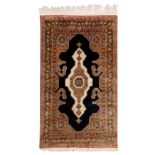 A very fine silk Kashan rug, central Persia