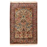 An extremely fine part silk Isfahan prayer rug, central Persia