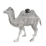Germany, circa 1920 An early 20th century sterling silver singing bird box model of a camel