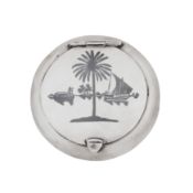 Basra circa 1960 A mid-20th century Iraqi silver and niello compact