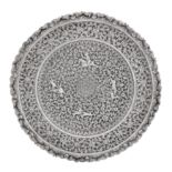 Cutch circa 1900 A late 19th / early 20th century Anglo – Indian unmarked silver tray or footed salv