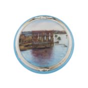 Pforzheim circa 1930 An early 20th century possibly German 935 standard and guilloche enamel compact